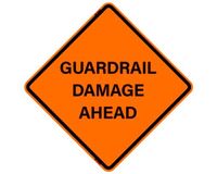 Guardrail Damage Ahead (RUS) Roll-Up Signs