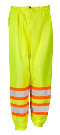 Drawstring Waist Mesh Safety Pants - Lime w/ Orange