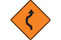 Reverse Curve Left (RUS) Roll-Up Signs