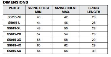 High Performance Surveyors Vest Size Chart