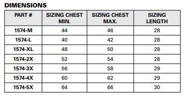 Ultimate Reflective Vest Size Chart
